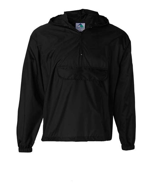 Augusta Sportswear 3130 Unisex Packable Half-Zip Hooded Pullover Jacket - Black