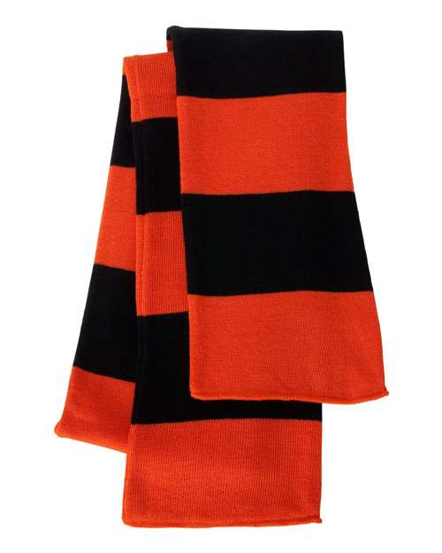 Load image into Gallery viewer, Sportsman SP02 Rugby-Striped Knit Scarf - Orange/ Black
