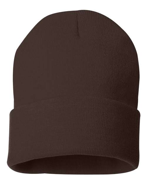 Sportsman SP12 12" Solid Cuffed Beanie - Brown