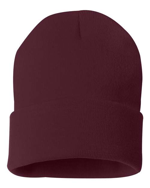 Sportsman SP12 12" Solid Cuffed Beanie - Maroon
