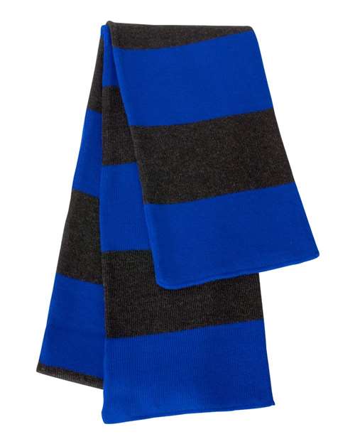 Sportsman SP02 Rugby-Striped Knit Scarf - Royal/ Charcoal
