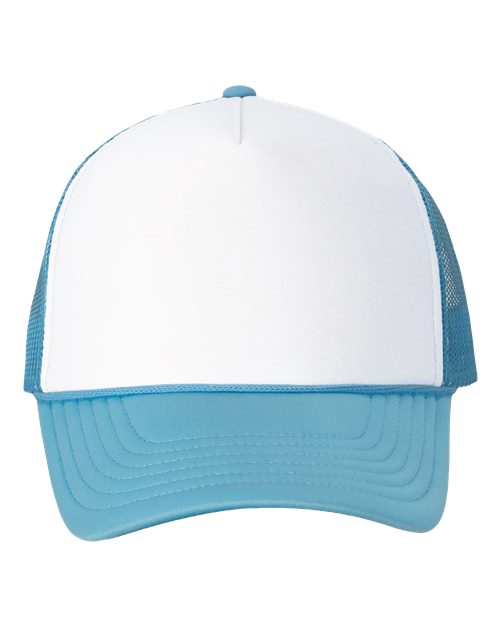 Load image into Gallery viewer, Valucap VC700 Foam Mesh-Back Trucker Cap - White/ Baby Blue
