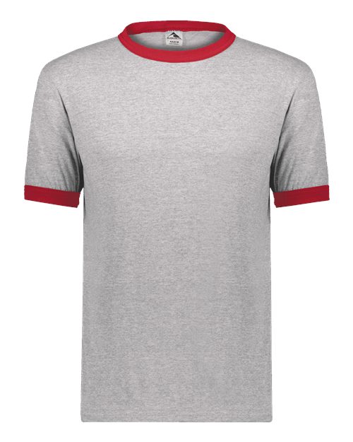 Augusta Sportswear 710 Unisex 50/50 Ringer T-Shirt - Athletic Heather/ Red