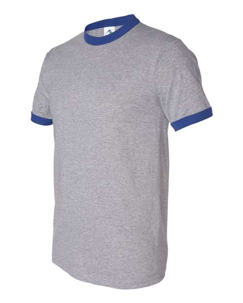 Augusta Sportswear 710 Unisex 50/50 Ringer T-Shirt - Athletic Heather/ Royal