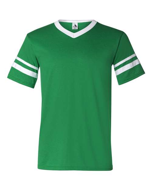 Load image into Gallery viewer, Augusta Sportswear 360 V-Neck Jersey with Striped Sleeves - Kelly/ White
