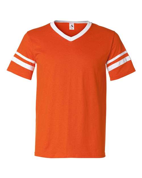 Augusta Sportswear 360 V-Neck Jersey with Striped Sleeves - Orange/ White