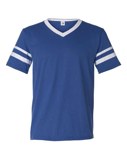 Load image into Gallery viewer, Augusta Sportswear 360 V-Neck Jersey with Striped Sleeves - Royal/ White
