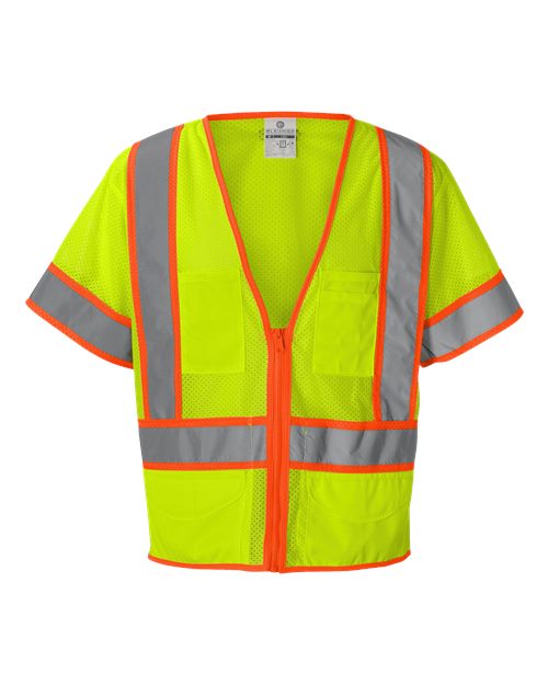 Kishigo 1242-1243 Unisex Ultra-Cool™ Six-Pocket Mesh Surveyor’s Vest - Lime