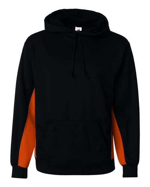 Load image into Gallery viewer, Badger 1454 Men's Performance Fleece Hooded Sweatshirt - Black/ Burnt Orange
