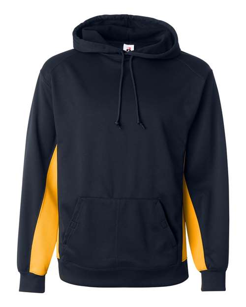 Badger 1454 Men's Performance Fleece Hooded Sweatshirt - Navy/ Gold