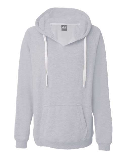 J. America 8836 Women's Sueded V-Neck Hooded Sweatshirt - Oxford