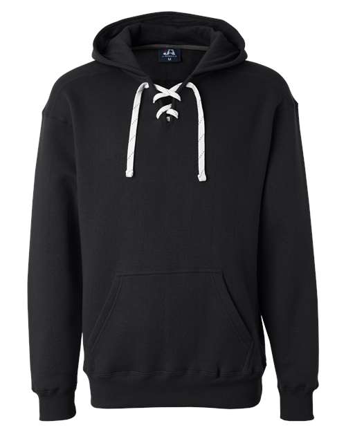 Load image into Gallery viewer, J. America 8830 Men's Sport Lace Hooded Sweatshirt - Black
