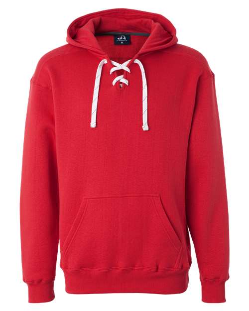Load image into Gallery viewer, J. America 8830 Men's Sport Lace Hooded Sweatshirt - Red
