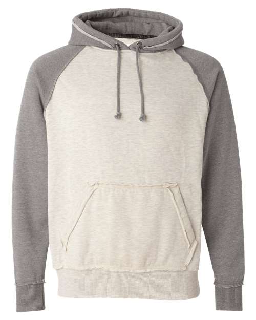Load image into Gallery viewer, J. America 8885 Men's Vintage Heather Hooded Sweatshirt - Oatmeal Heather/ Smoke Heather
