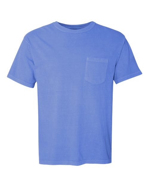 Unisex Garment-Dyed Heavyweight Pocket T-Shirt - Flo Blue