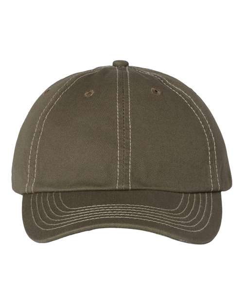 Load image into Gallery viewer, Valucap VC300A Bio-Washed Classic Dad Hat - Olive/ Stone Stitch
