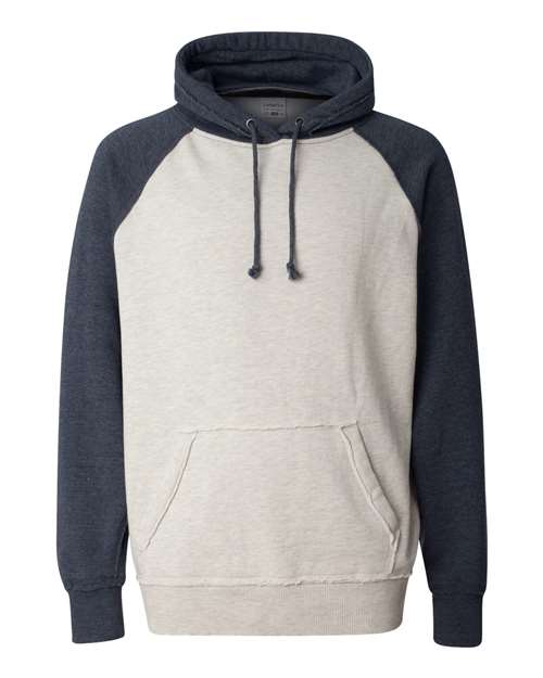 Load image into Gallery viewer, J. America 8885 Men's Vintage Heather Hooded Sweatshirt - Oatmeal Heather/ Vintage Navy Heather

