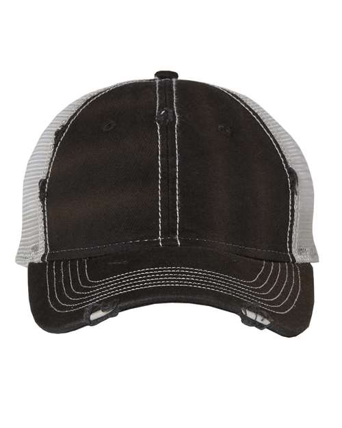 Valucap 3150 Bounty Dirty-Washed Mesh-Back Cap - Black/ Silver