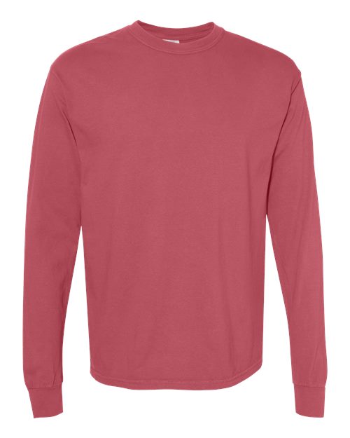 Unisex Garment-Dyed Heavyweight Long Sleeve T-Shirt - Crimson