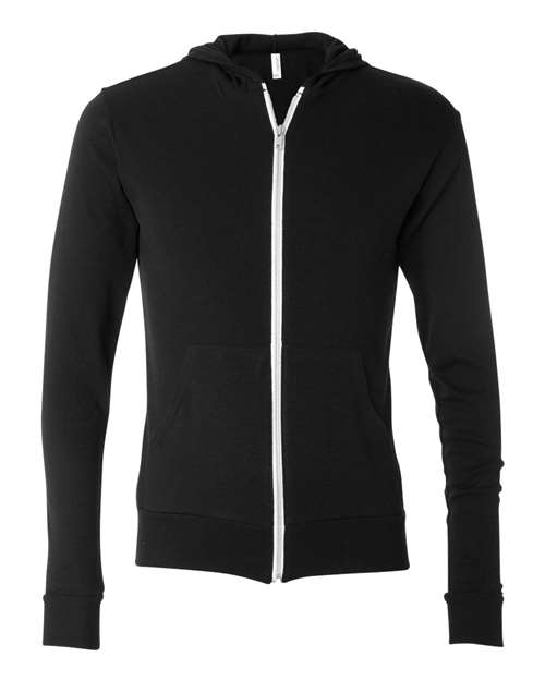Load image into Gallery viewer, Unisex Triblend Lightweight Full-Zip Hooded Long Sleeve Tee
