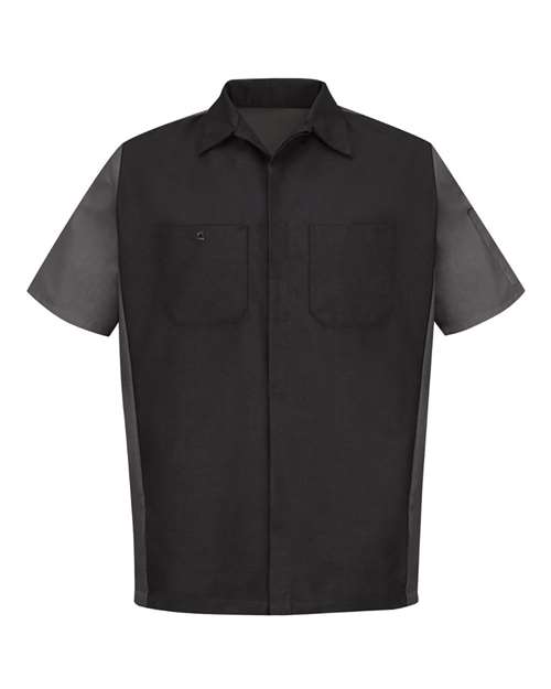 Red Kap SY20 Men's Short Sleeve Automotive Crew Shirt - Black/ Charcoal