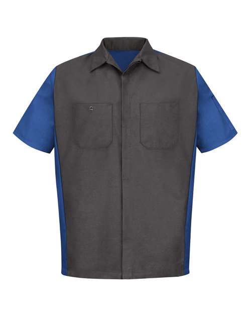 Load image into Gallery viewer, Red Kap SY20 Men's Short Sleeve Automotive Crew Shirt - Charcoal/ Royal
