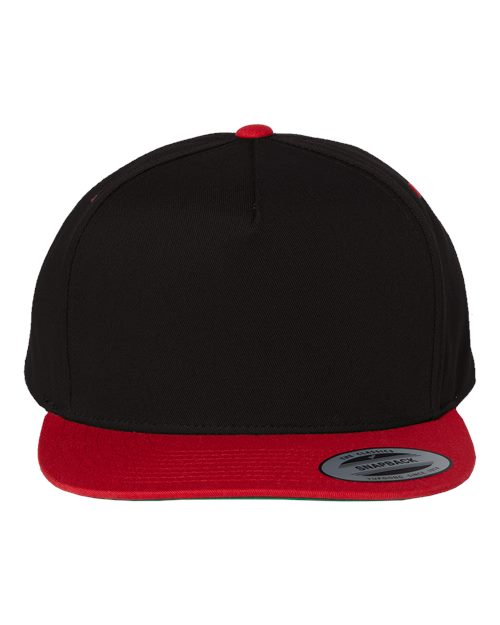 YP Classics 6007 Five-Panel Cotton Twill Snapback Cap - Black/ Red