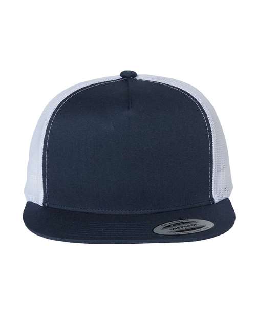 YP Classics 6006 Classic Five-Panel Trucker Cap - Navy/ White