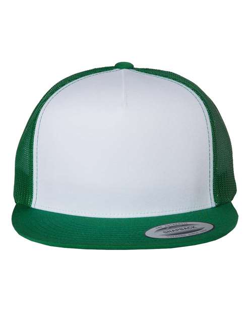 YP Classics 6006 Classic Five-Panel Trucker Cap - Kelly/ White/ Kelly