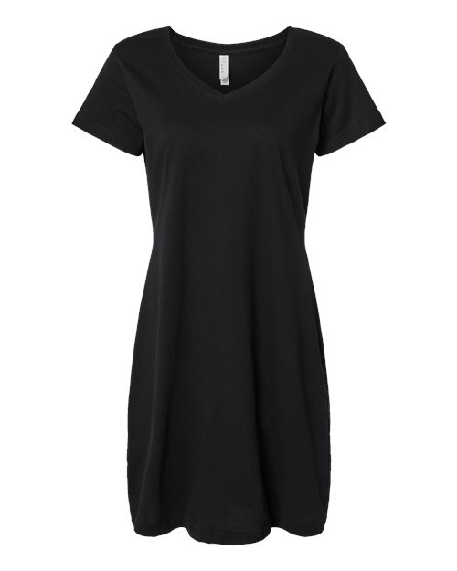 Load image into Gallery viewer, LAT 3522 Women's Fine Jersey V-Neck Coverup - Black
