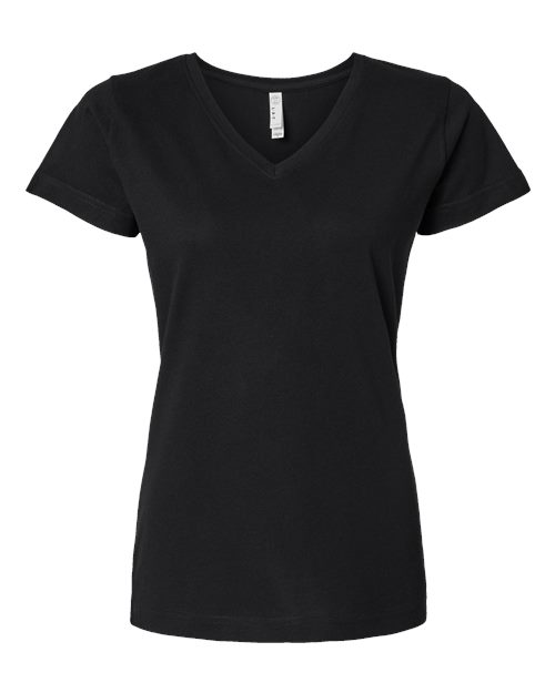 LAT 3507 Women's Fine Jersey V-Neck Tee - Black