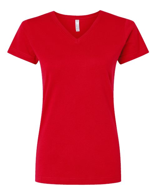 Load image into Gallery viewer, LAT 3507 Women's Fine Jersey V-Neck Tee - Red
