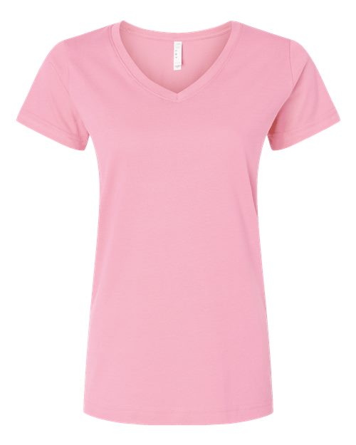 LAT 3507 Women's Fine Jersey V-Neck Tee - Pink