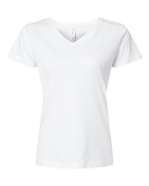 LAT 3507 Women's Fine Jersey V-Neck Tee - White