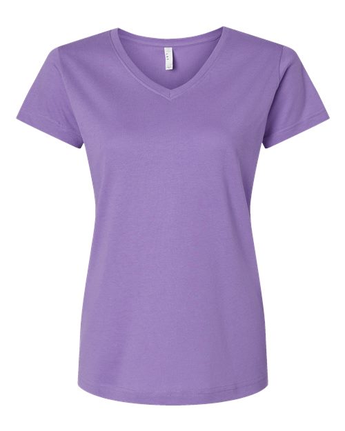 Load image into Gallery viewer, LAT 3507 Women's Fine Jersey V-Neck Tee - Lavender
