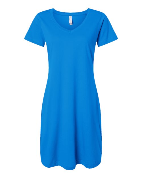 LAT 3522 Women's Fine Jersey V-Neck Coverup - Cobalt