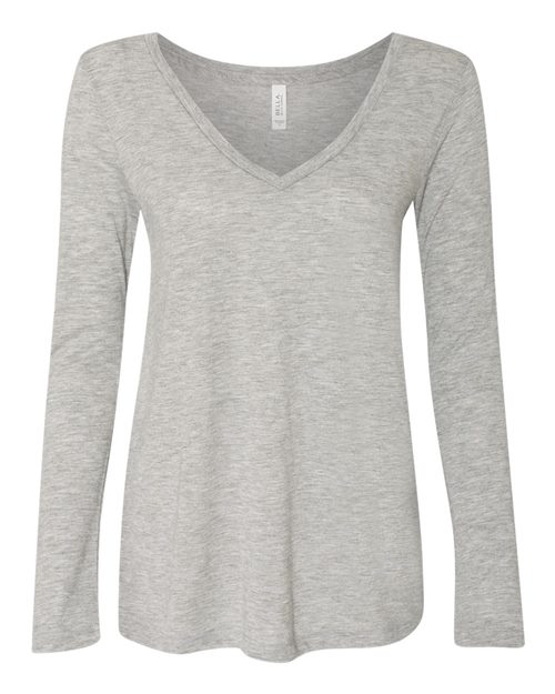 Women's Flowy Long Sleeve V-Neck Tee — blank t-shirt for DTF printing