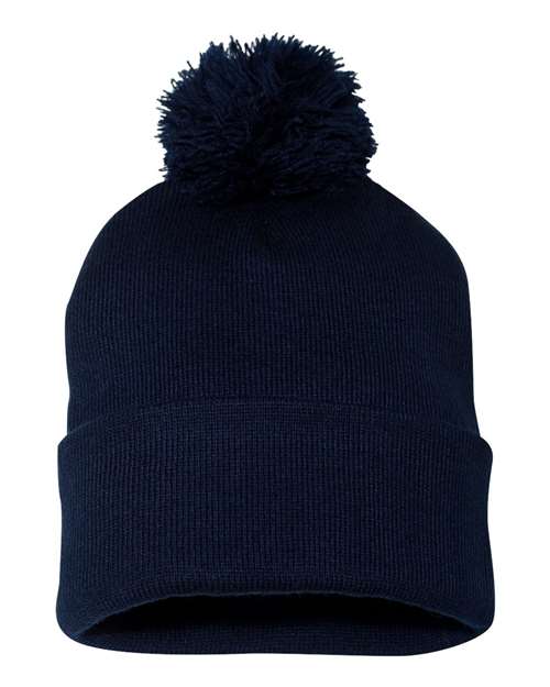 Load image into Gallery viewer, Sportsman SP15 12" Pom-Pom Cuffed Beanie - Navy
