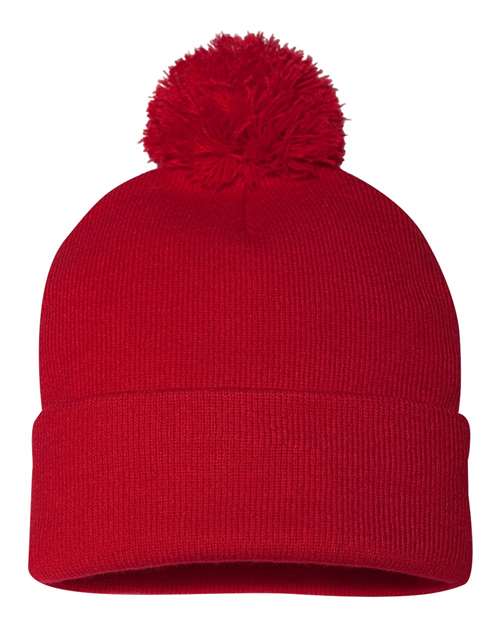 Load image into Gallery viewer, Sportsman SP15 12" Pom-Pom Cuffed Beanie - Red

