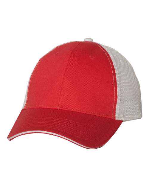 Load image into Gallery viewer, Valucap S102 Sandwich Trucker Cap - Red/ White
