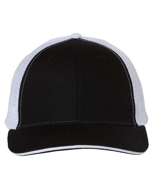 Valucap S102 Sandwich Trucker Cap - Black/ White