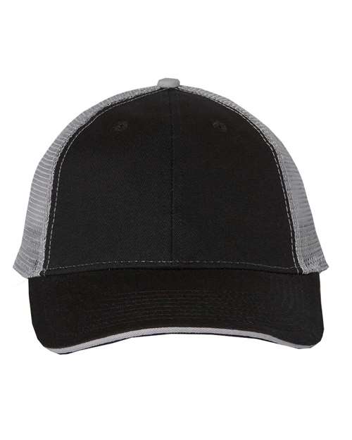 Load image into Gallery viewer, Valucap S102 Sandwich Trucker Cap - Black/ Grey
