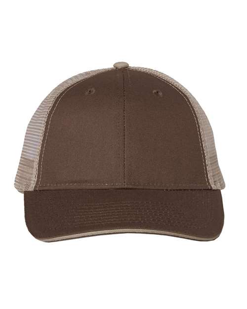 Valucap S102 Sandwich Trucker Cap - Brown/ Khaki