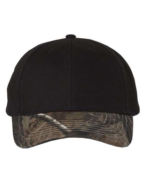 Load image into Gallery viewer, Kati LC25 Solid Crown with Camo Bill Cap - Black/ Realtree AP
