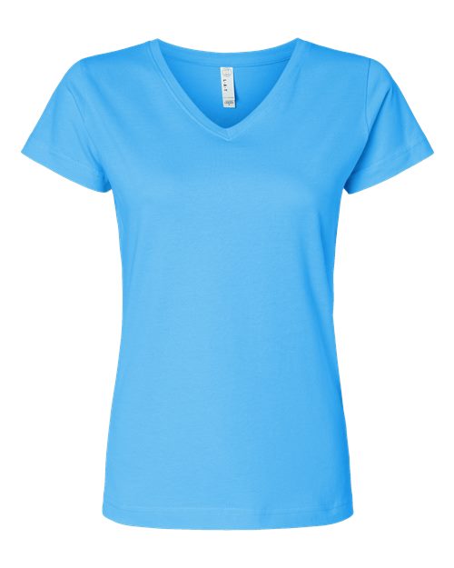 LAT 3507 Women's Fine Jersey V-Neck Tee - Aqua
