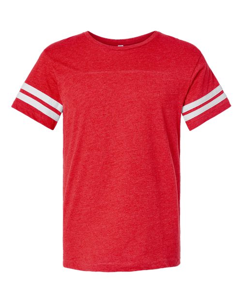 LAT 6937 Unisex Football Fine Jersey Tee - Vintage Red/ White