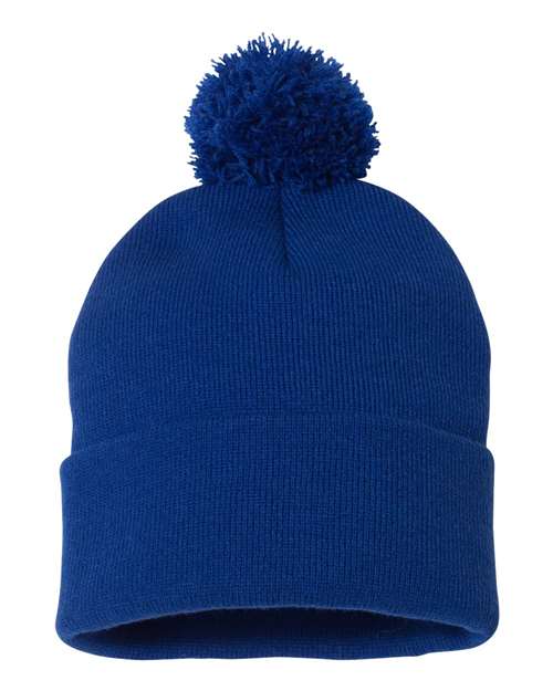 Sportsman SP15 12" Pom-Pom Cuffed Beanie - Royal Blue