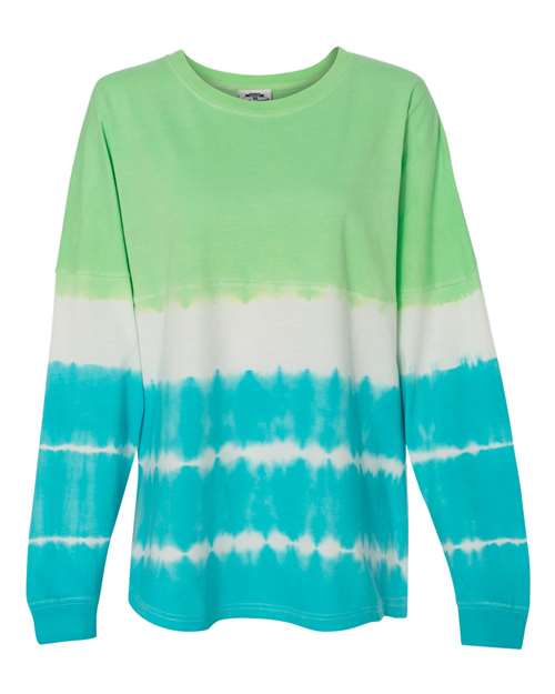 J. America 8229 Unisex Game Day Jersey Long Sleeve T-Shirt - Lime/ Maui Tie-Dye