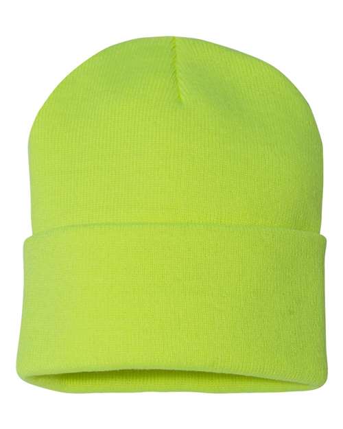 Sportsman SP12 12" Solid Cuffed Beanie - Neon Yellow