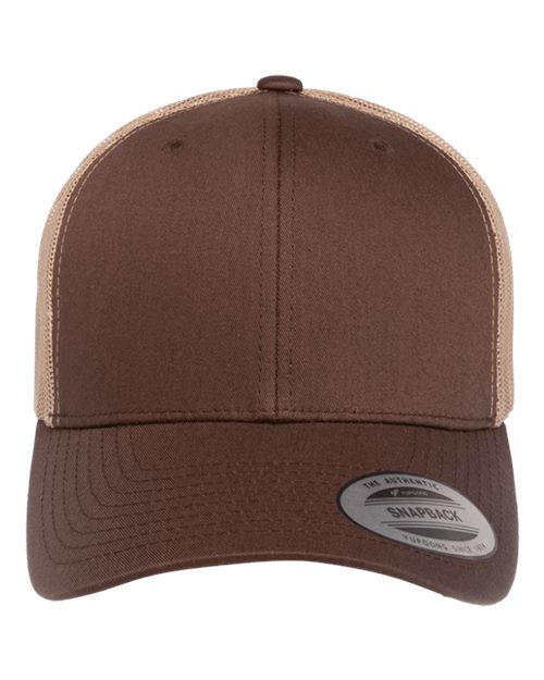 YP Classics 6606 Retro Trucker Cap - Brown/ Khaki